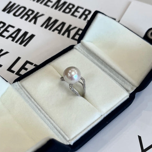 12–13mm Natural Freshwater Pearl Ring | S925 Sterling Silver, Cubic Zirconia Setting