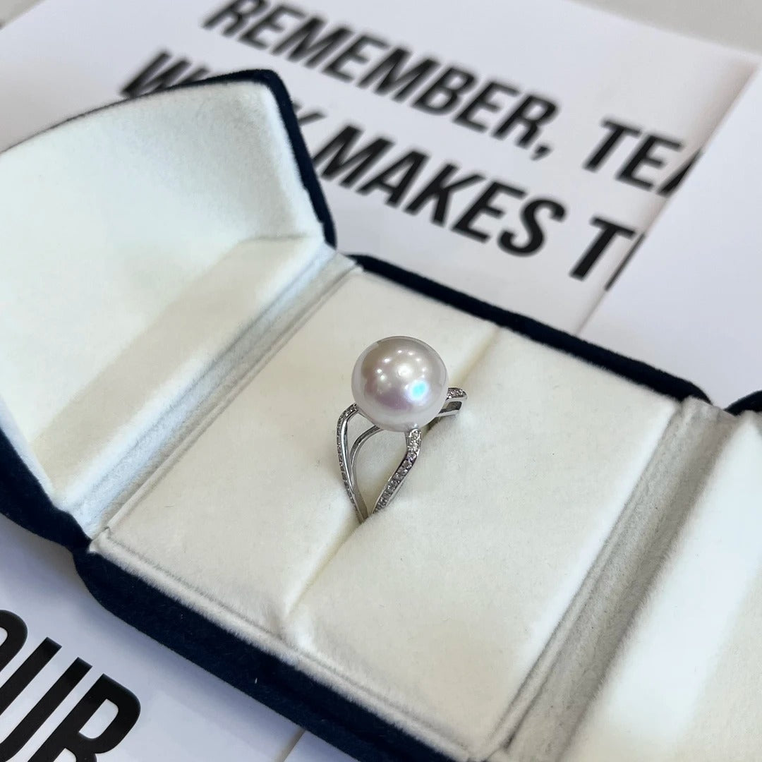 12–13mm Natural Freshwater Pearl Ring | S925 Sterling Silver, Cubic Zirconia Setting