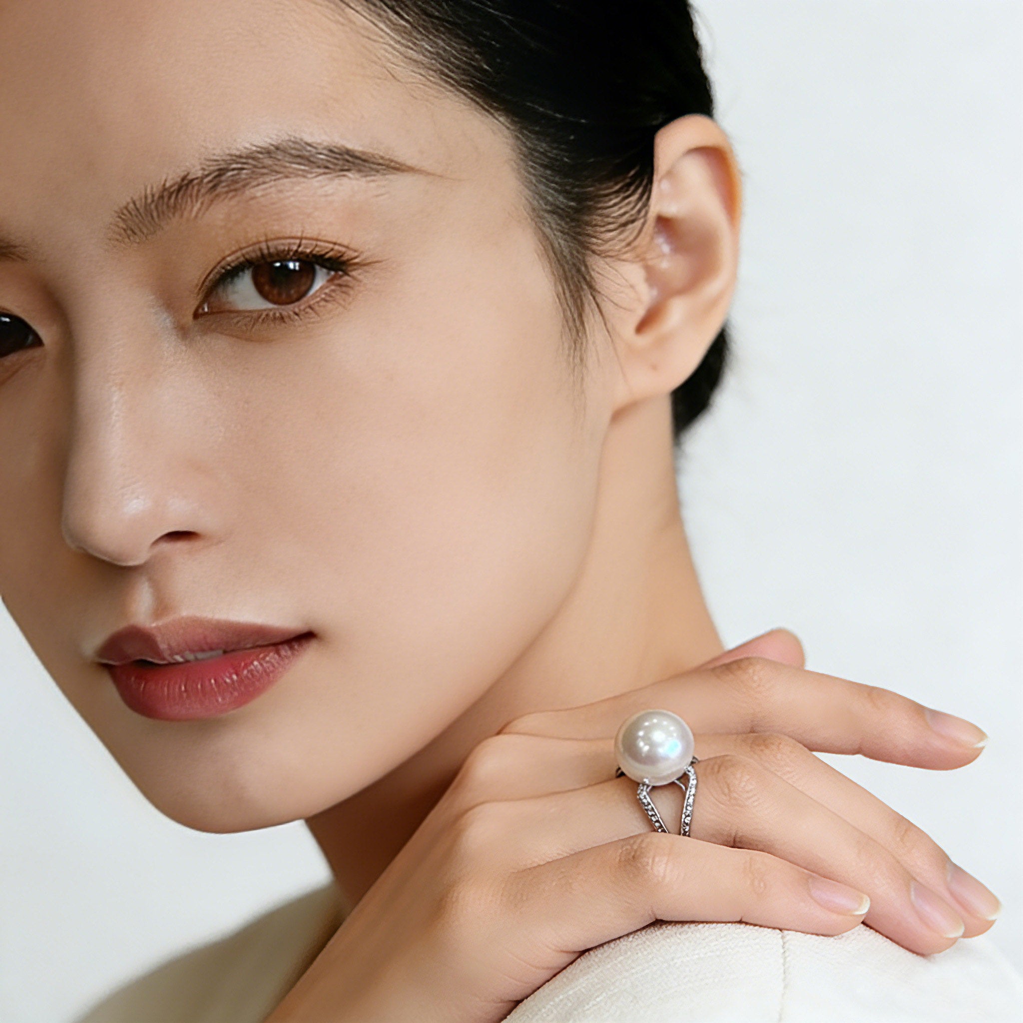 12–13mm Natural Freshwater Pearl Ring | S925 Sterling Silver, Cubic Zirconia Setting