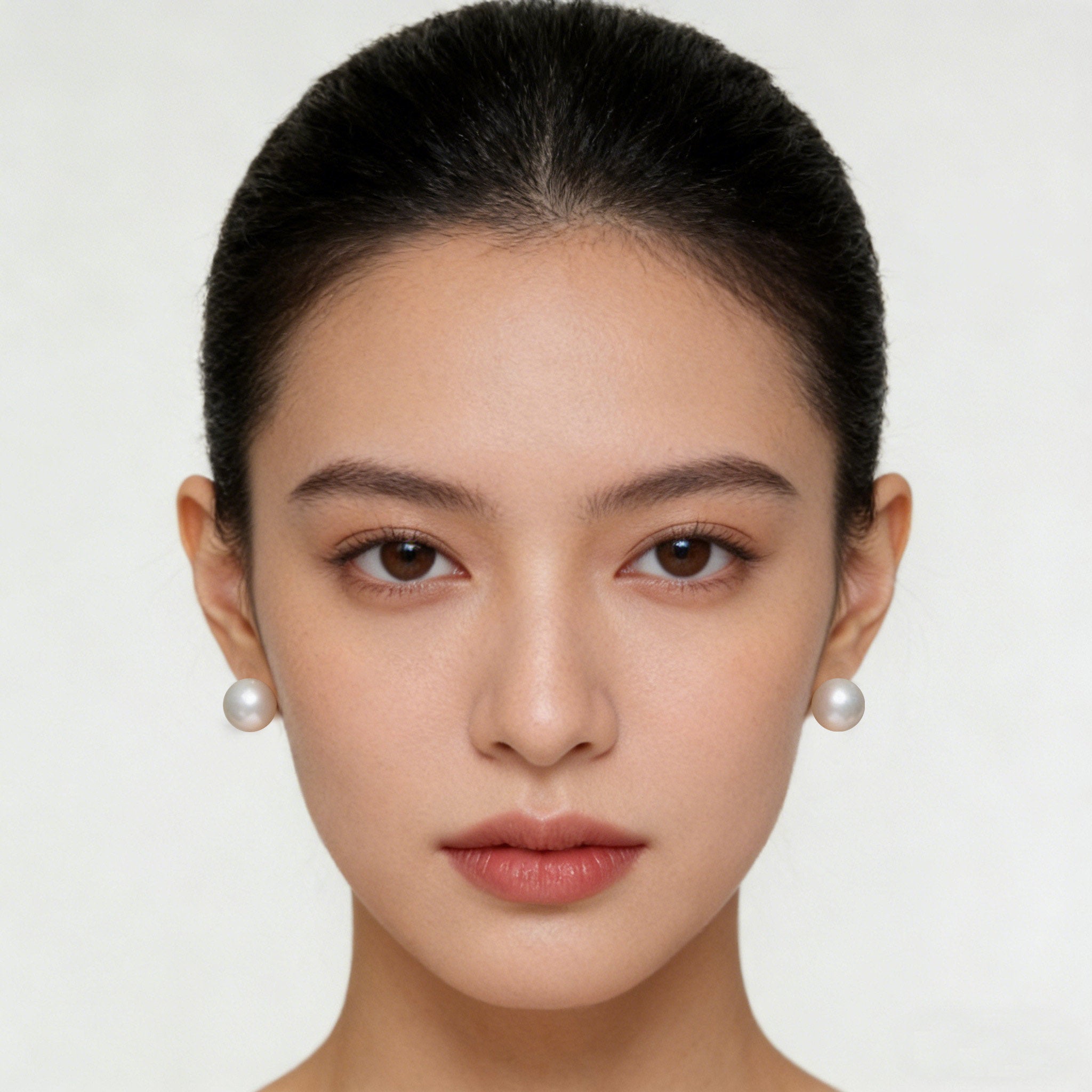 13–14mm Natural Freshwater Pearl Stud Earrings | Large Round, Australian-White Look (Sai Ao Bai Tone)