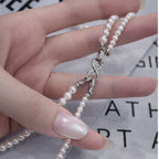 3–5mm  Freshwater Pearl Double Layer Necklace| Classic Layered Design,S925 Sterling Silver,18 Inch