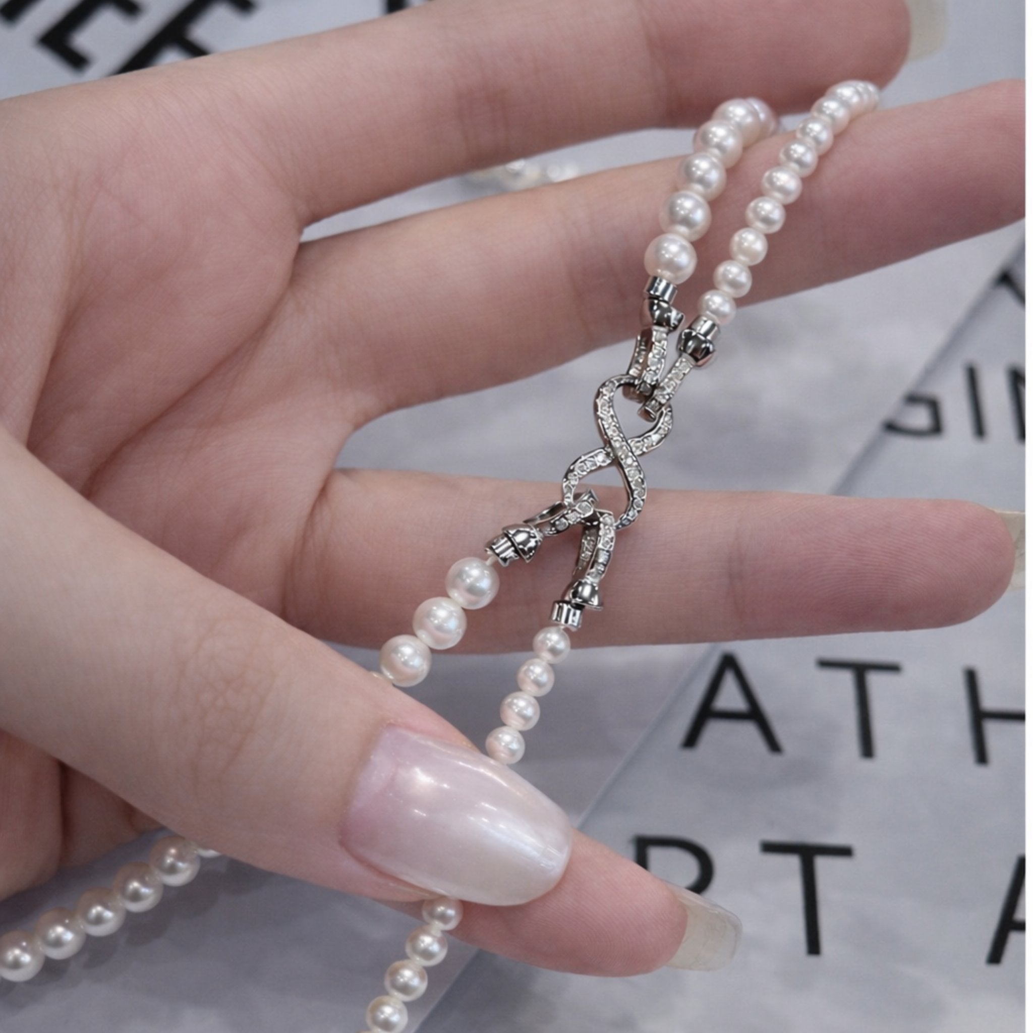 3–5mm  Freshwater Pearl Double Layer Necklace| Classic Layered Design,S925 Sterling Silver,18 Inch