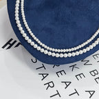 3–5mm  Freshwater Pearl Double Layer Necklace| Classic Layered Design,S925 Sterling Silver,18 Inch