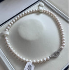7–8mm Guild Four-Star,Natural Freshwater Pearl Necklace | S925 Sterling Silver Nose Clasp, Warm White Luster,18 Inch