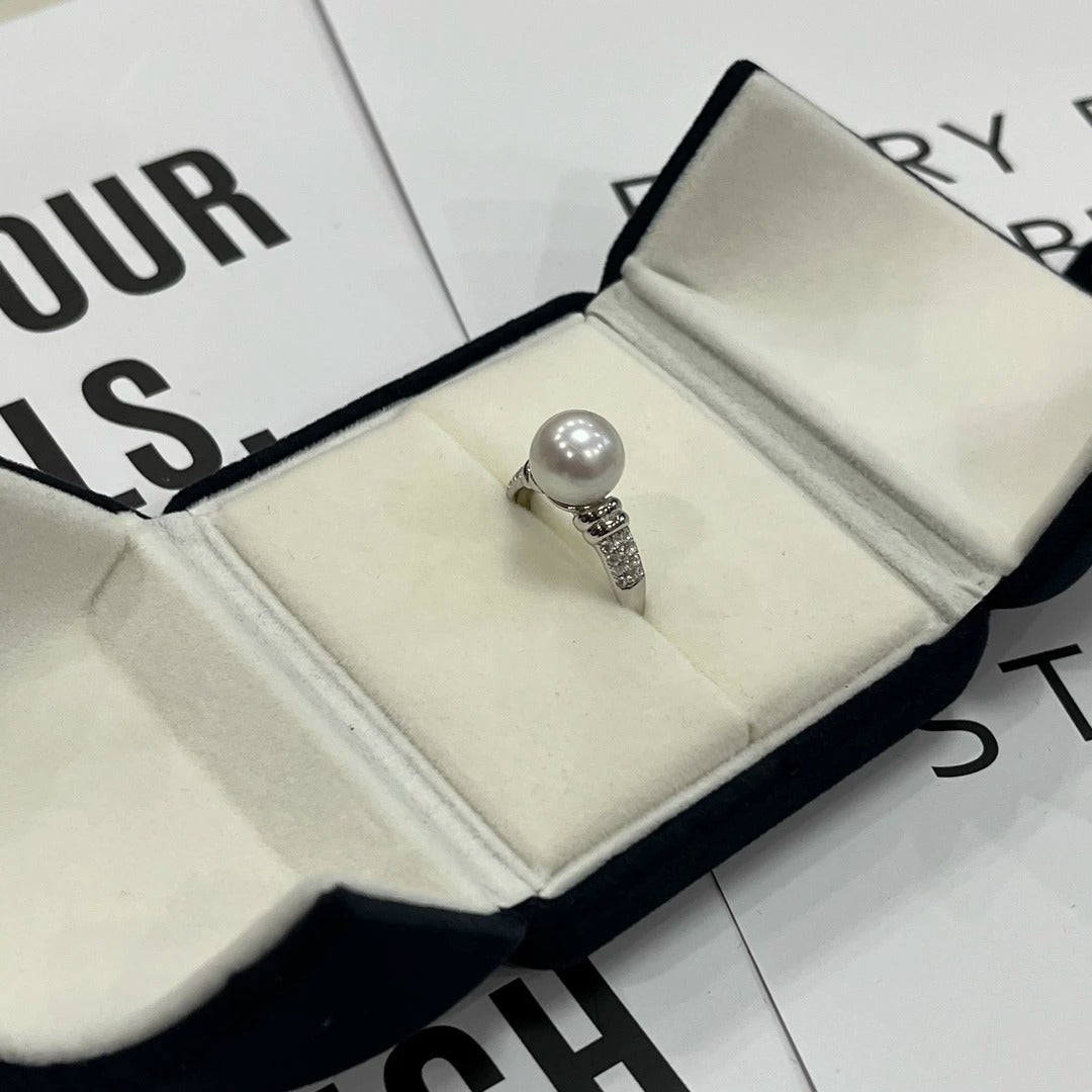 9–10mm Natural Freshwater Pearl Ring | S925 Sterling Silver，Luxury Style Setting