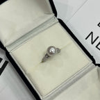 Anillo de perla natural de agua dulce de 9-10 mm | Plata de ley S925, engaste de lujo