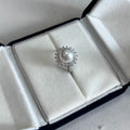 9–10mm Natural Freshwater Pearl Sunburst Ring | S925 Sterling Silver, Halo Design