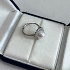 9–10mm Natural Freshwater Pearl Sunburst Ring | S925 Sterling Silver, Halo Design