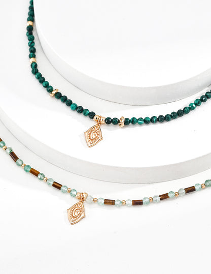 A focused view of the vintage gold finish and the secure connection of the petite beads. This image reinforces the product's premium craftsmanship and its status as a durable, hypoallergenic accessory perfect for sensitive skin.