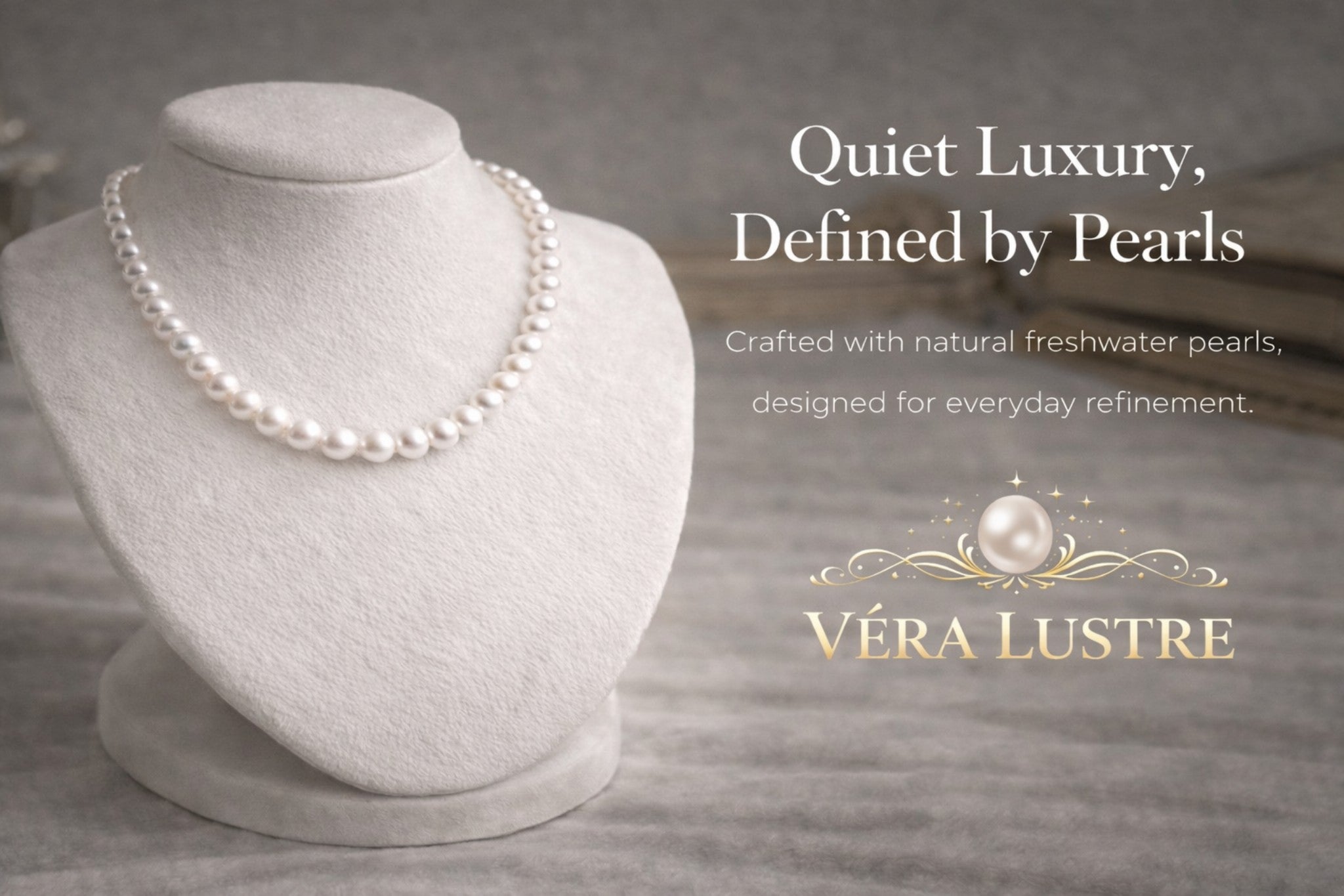 Official brand image for VÉRA LUSTRE, representatively showcasing handcrafted pearl jewelry for international standards of excellence.