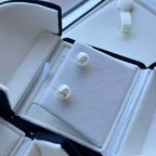 أقراط مرصعة بلؤلؤ إديسون من المياه العذبة مقاس 13-14 مم | فضة إسترليني S925، مرصعة بالزركون، لون أبيض أسترالي (لون ساي آو باي)