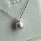 11–12mm Freshwater Pearl Pendant Necklace | S925 Sterling Silver, Cool White，18Inch