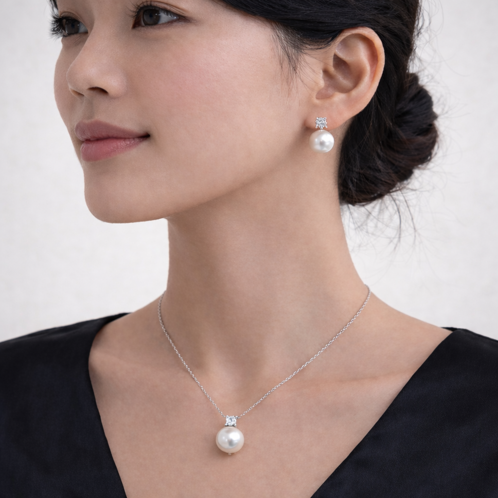 11–12mm Freshwater Pearl Pendant Necklace | S925 Sterling Silver, Cool White，18Inch